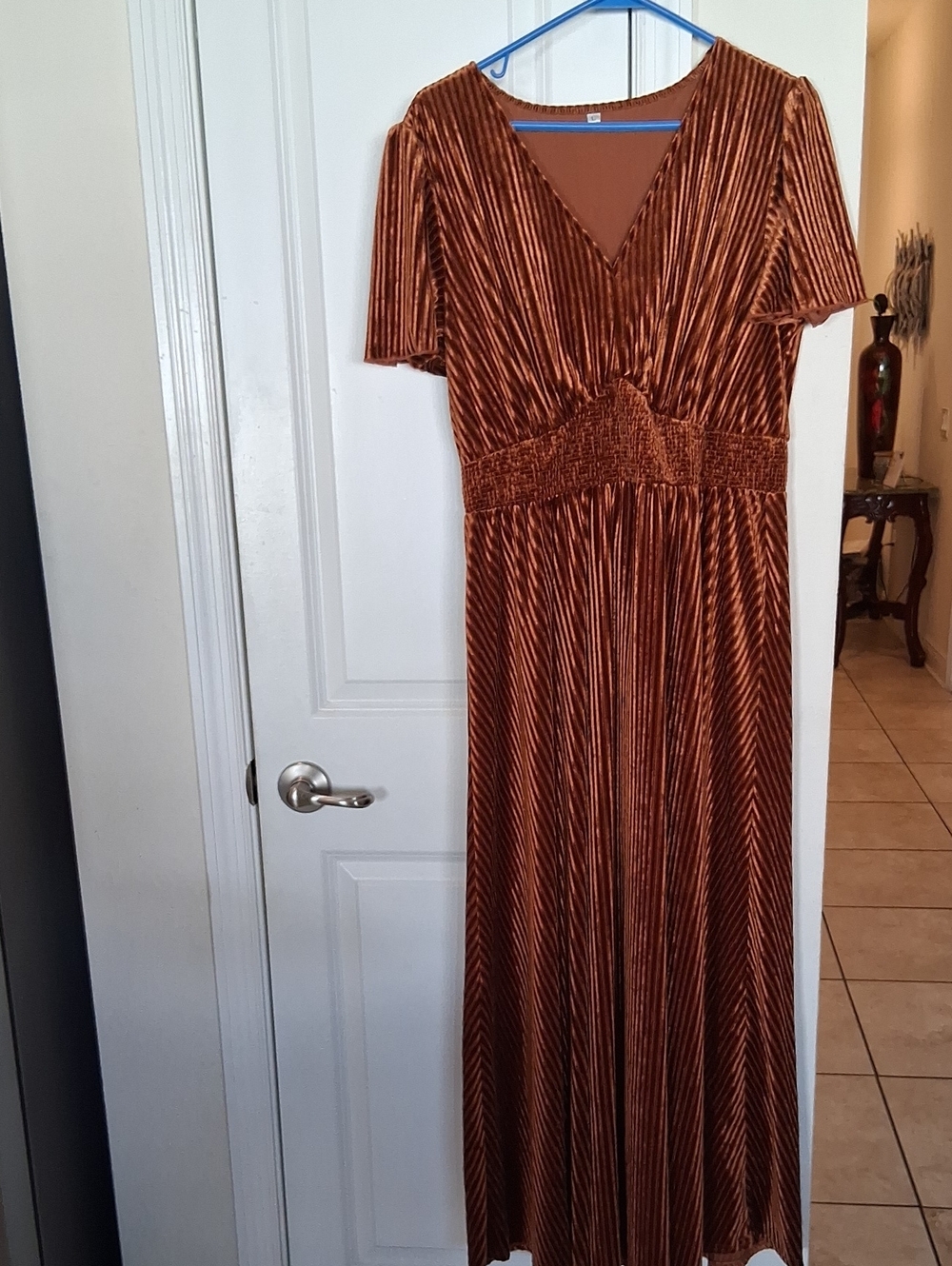 Women’s Velvet Maxi Dress in Copper Brown